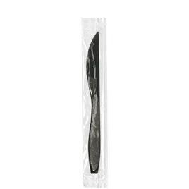 Solo® Impress™ Knife 7.45X0.732 IN PS Black Heavyweight Individually Wrapped Serrated 1000/Case