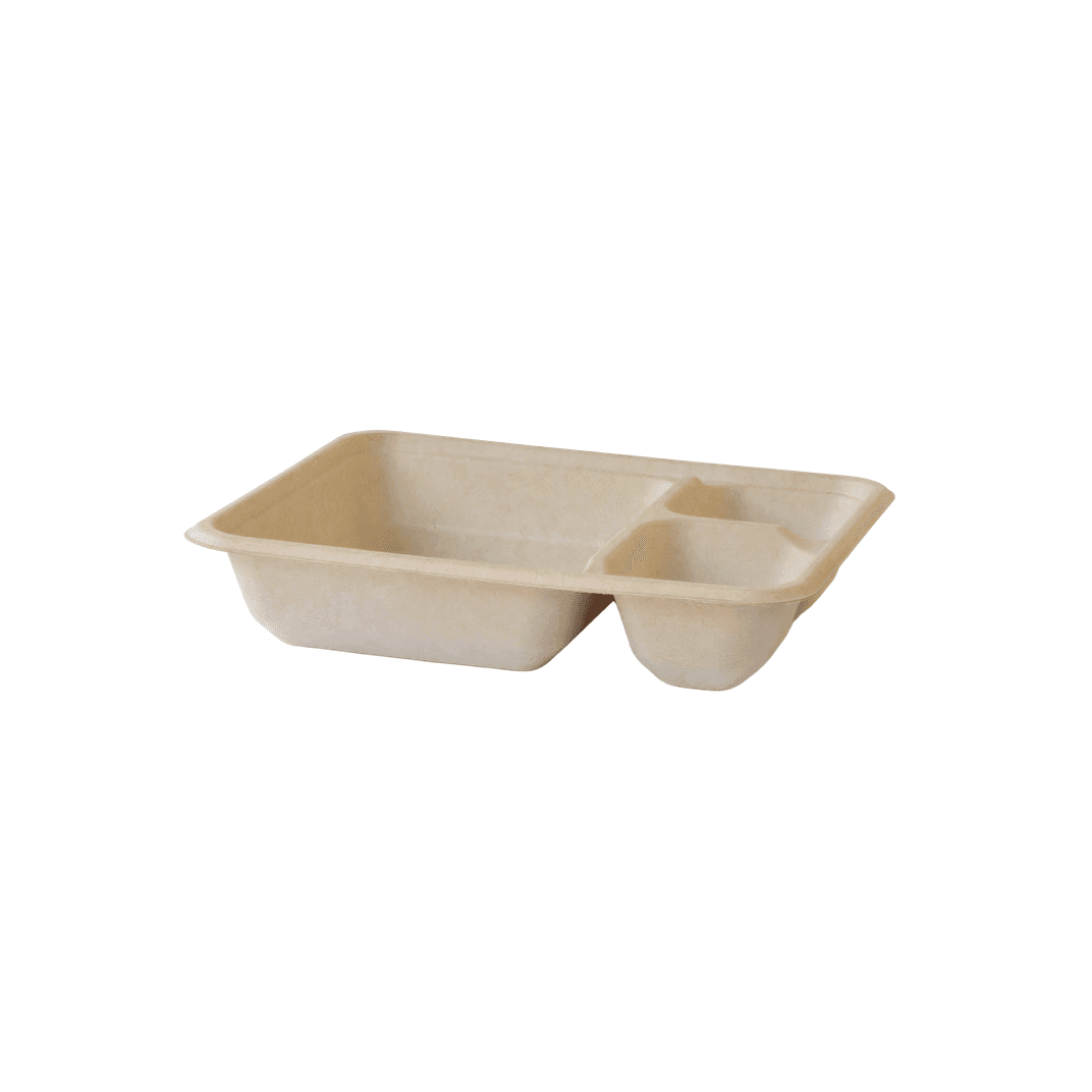 Nacho Take-Out Tray 8.25X10 IN 3 Compartment Molded Fiber Natural Rectangle 300/Case