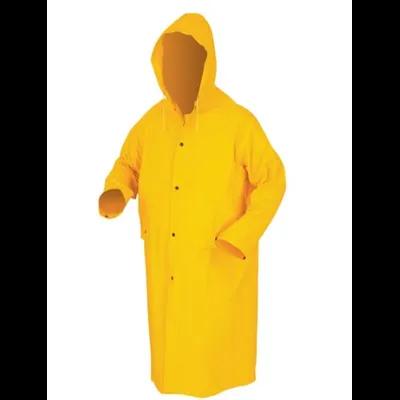 Rain Jacket with Detachable Hood Large (LG) Yellow PVC Reusable Waterproof 1/Each