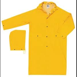 Rain Jacket with Detachable Hood Medium (MED) Yellow PVC Polyester With Pockets Cape Vent Snap Closure 1/Each