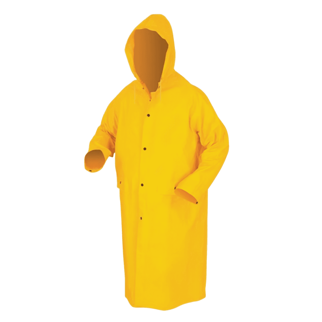 Raincoat With Detachable Hood XL Yellow PVC Polyester Waterproof 1/Each