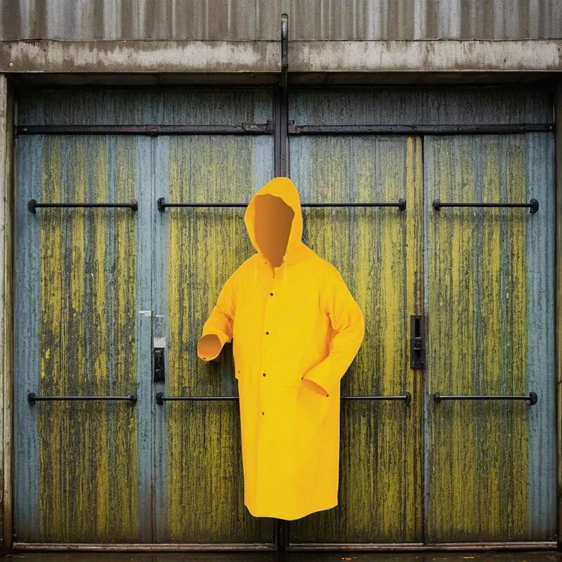 Raincoat With Detachable Hood XL Yellow PVC Polyester Waterproof 1/Each