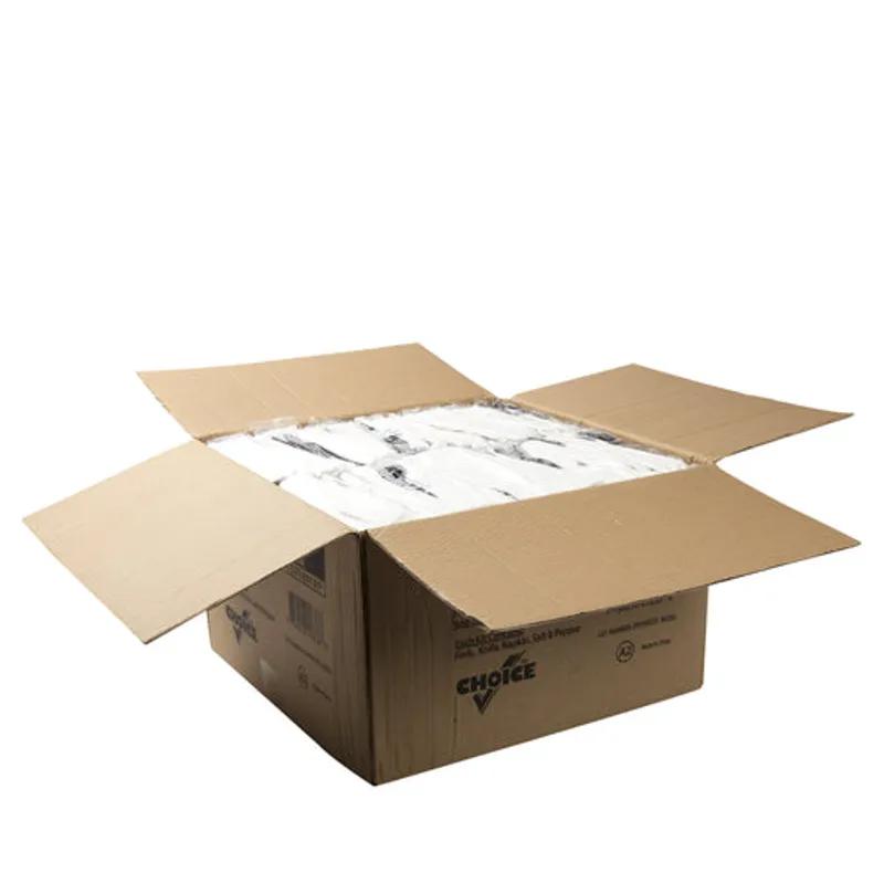 5PC Cutlery Kit PP Black Heavyweight With 2PLY 13X17 Napkin,Fork,Knife,Salt & Pepper 500 Count/Case