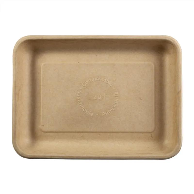 Serving Tray 8.9X6.5X1 IN Molded Fiber Natural Rectangle 125 Count/Pack 4 Packs/Case 500 Count/Case