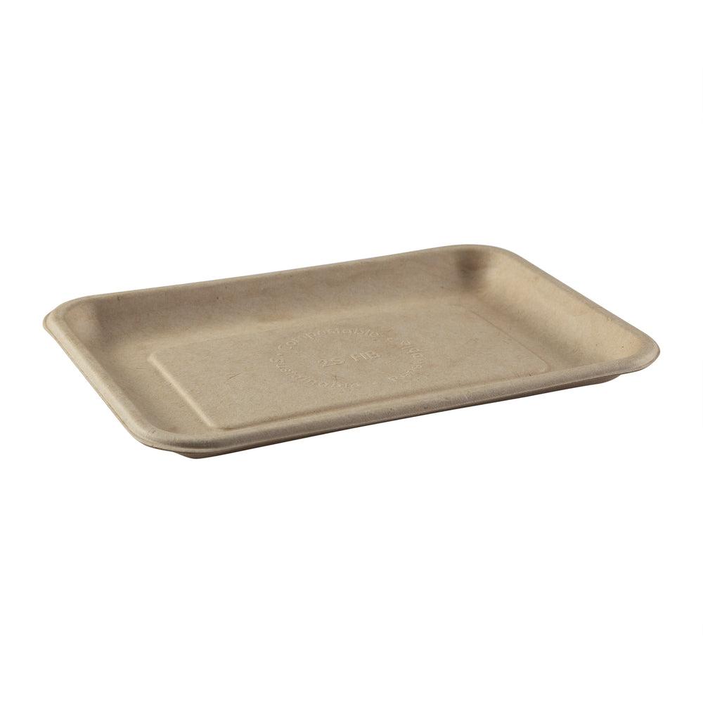 Serving Tray 8X5.75X0.6 IN Molded Fiber Natural Rectangle 125 Count/Pack 4 Packs/Case 500 Count/Case