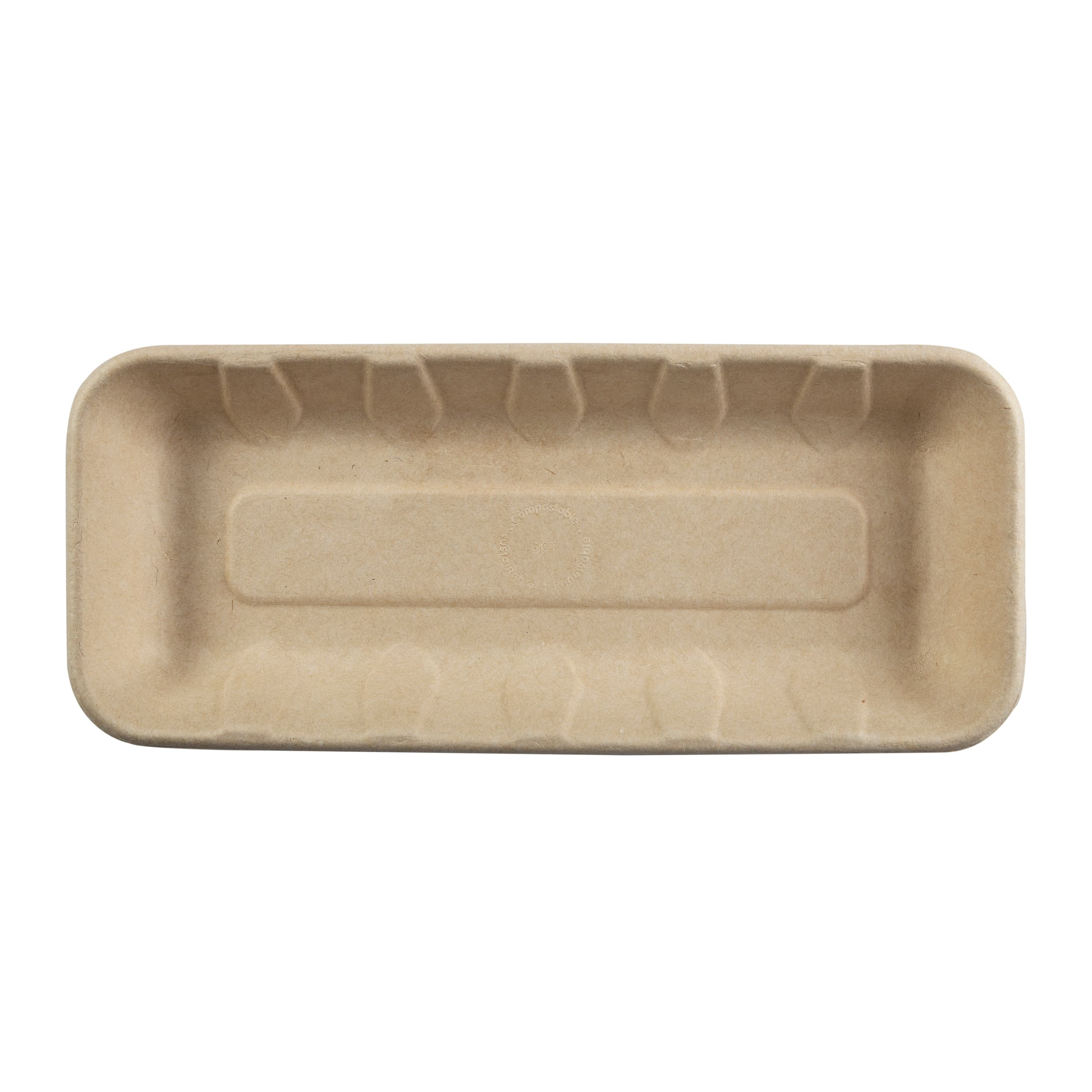 PrimeWare® Take-Out Tray Base 10.25X4.38X1 IN Molded Fiber Natural Rectangle 125 Count/Pack 4 Packs/Case 500 Count/Case