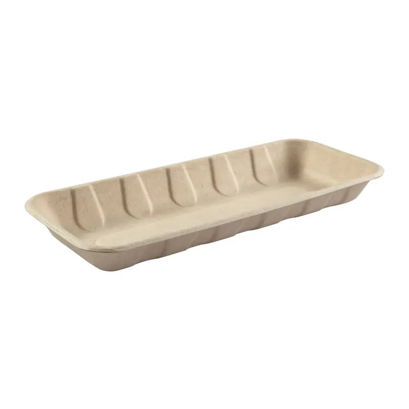 PrimeWare® Take-Out Tray Base 10.25X4.38X1 IN Molded Fiber Natural Rectangle 125 Count/Pack 4 Packs/Case 500 Count/Case