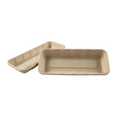 Take-Out Tray Base 10.25X4.38X1 IN Molded Fiber Natural Rectangle 125 Count/Pack 4 Packs/Case 500 Count/Case