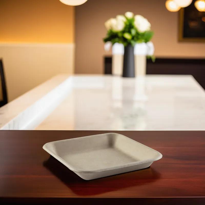 Serving Tray 6X6X0.875 IN Molded Fiber Tan Square 500/Case