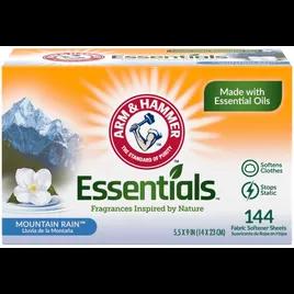 Arm & Hammer Essentials Mountain Rain Laundry Softener Sheet 144 Count/Pack 6 Packs/Case 864 Count/Case