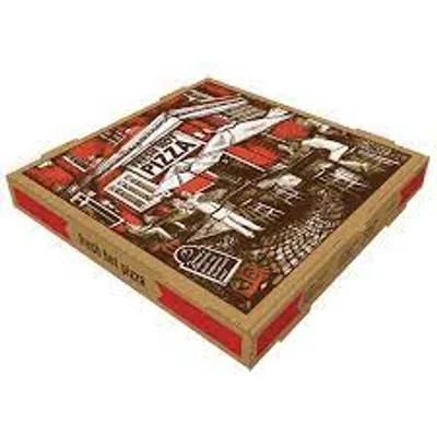 Pizza Box 10X10X2 IN Corrugated Cardboard White Kraft Stock Print B-Flute 50/Bundle