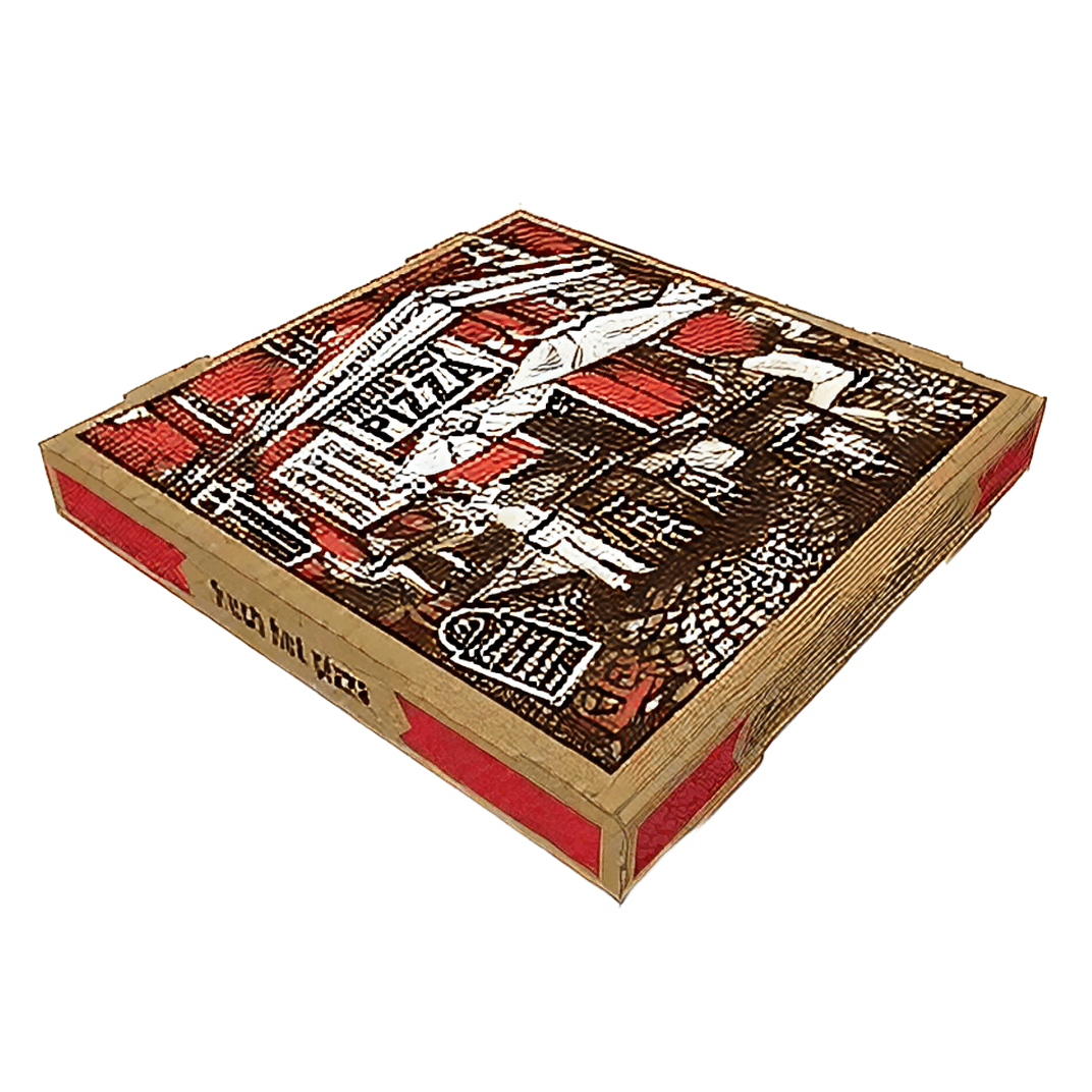 Pizza Box 12X12X2 IN Corrugated Cardboard Kraft/Kraft Stock Print B-Flute 50/Bundle