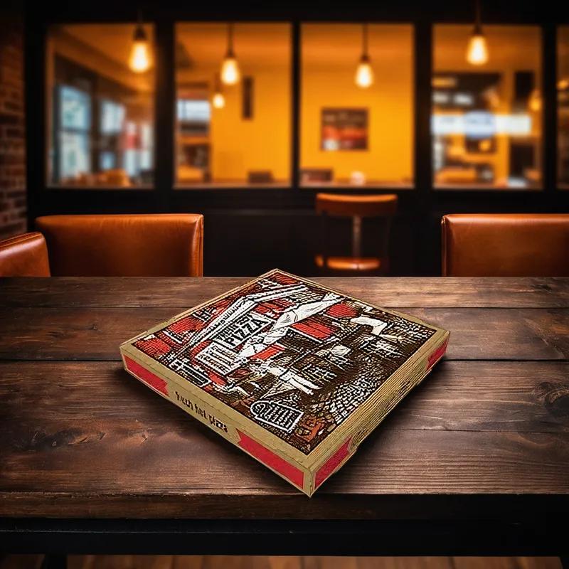 Pizza Box 12X12X2 IN Corrugated Cardboard Kraft/Kraft Stock Print B-Flute 50/Bundle