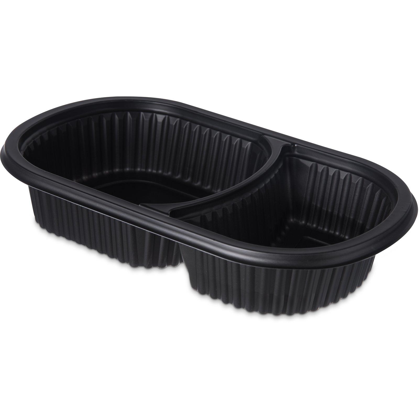 Carlisle Foodservice Products® ProEx Take-Out Container Base Medium (MED) 9.5X6X1 IN 2 Compartment PP Black 250/Case