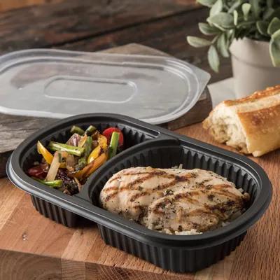 Carlisle Foodservice Products® ProEx Take-Out Container Base Medium (MED) 9.5X6X1 IN 2 Compartment PP Black 250/Case