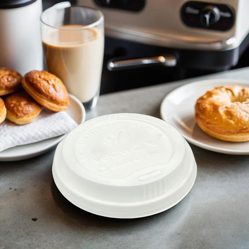 89-Series Lid Dome CPLA White For Hot Cup With Hole 1000/Case