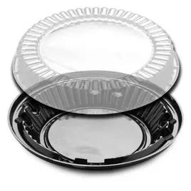 DisplayPie® Pie Container & Lid Combo With Low Dome Lid 10 IN PS Black Clear Round 160/Case