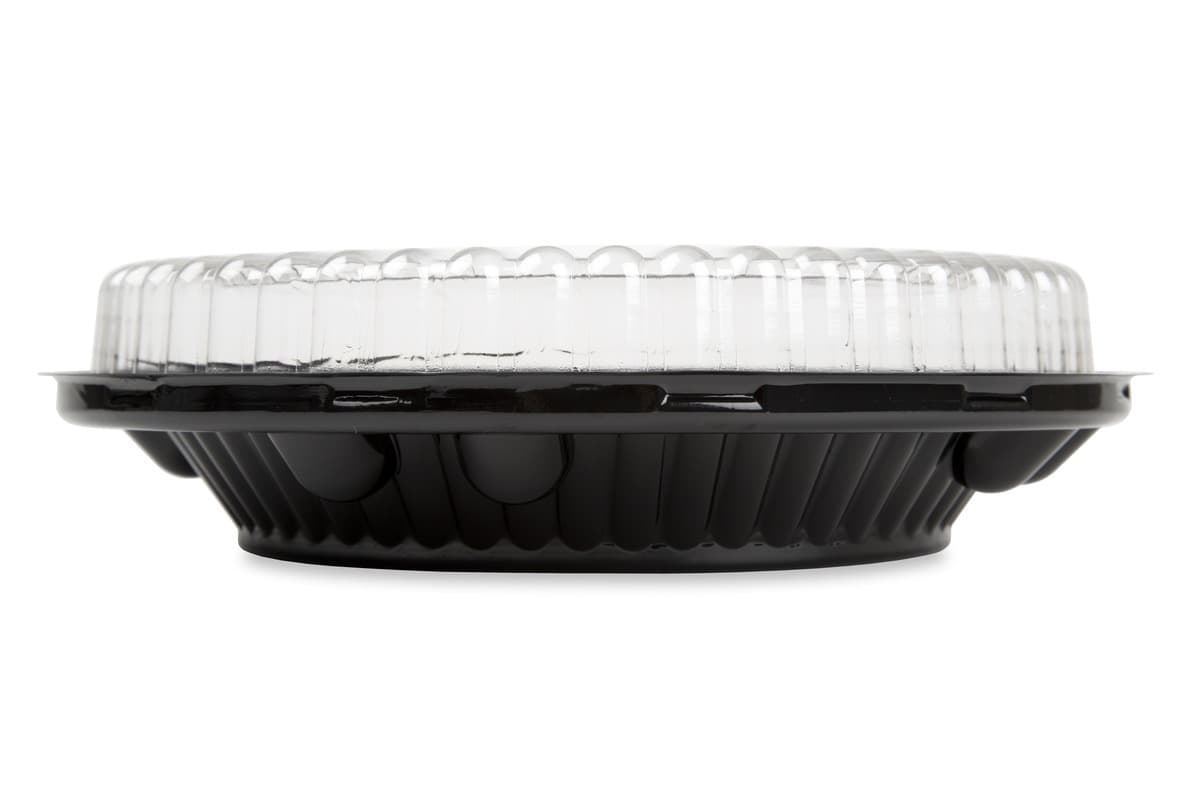 DisplayPie® Pie Container & Lid Combo With Low Dome Lid 10 IN PS Black Clear Round 160/Case