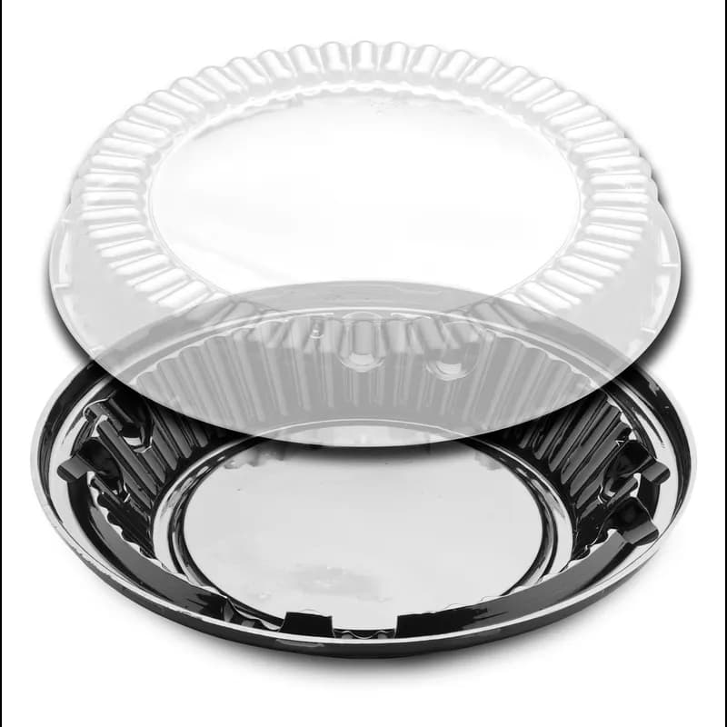 DisplayPie® Pie Container & Lid Combo With Low Dome Lid 10 IN PS Black Clear Round 160/Case