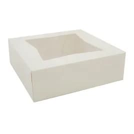 Cake Box 8X5.75X2.5 IN Paperboard White Rectangle 4 Corner Beers 1-Piece Automatic With Window 200/Case
