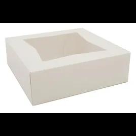 Cake Box 8X5.75X2.5 IN Paperboard White Rectangle 4 Corner Beers 1-Piece Automatic With Window 200/Case