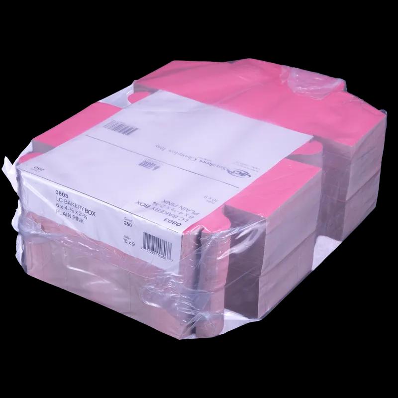 Bakery Box 6X4.5X2.75 IN Paperboard Pink Rectangle Lock Corner 250/Bundle
