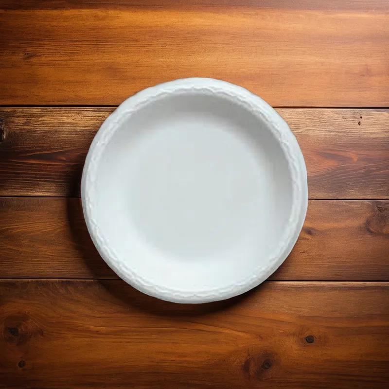 Plate 10.25 IN Polystyrene Foam White Round 500/Case