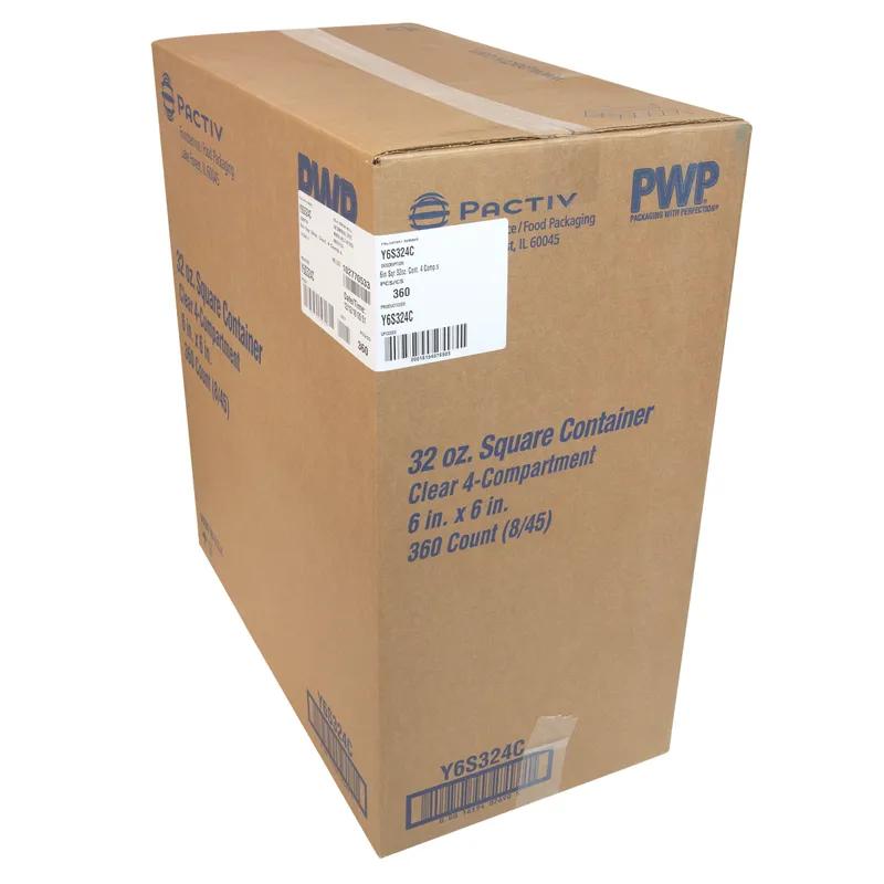 Deli Container Base 32 OZ 4 Compartment RPET Clear Square 360/Case