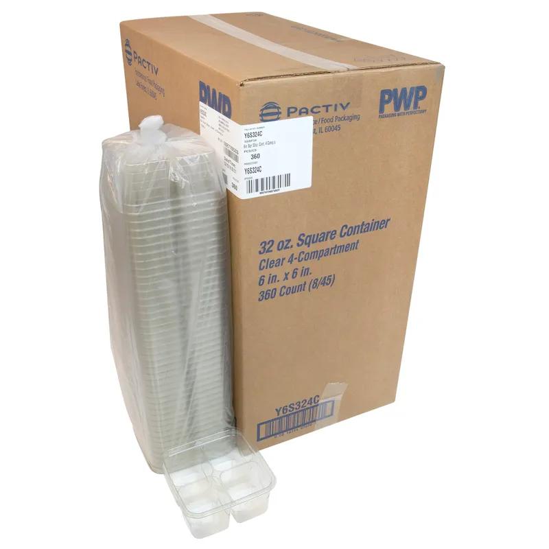 Deli Container Base 32 OZ 4 Compartment RPET Clear Square 360/Case