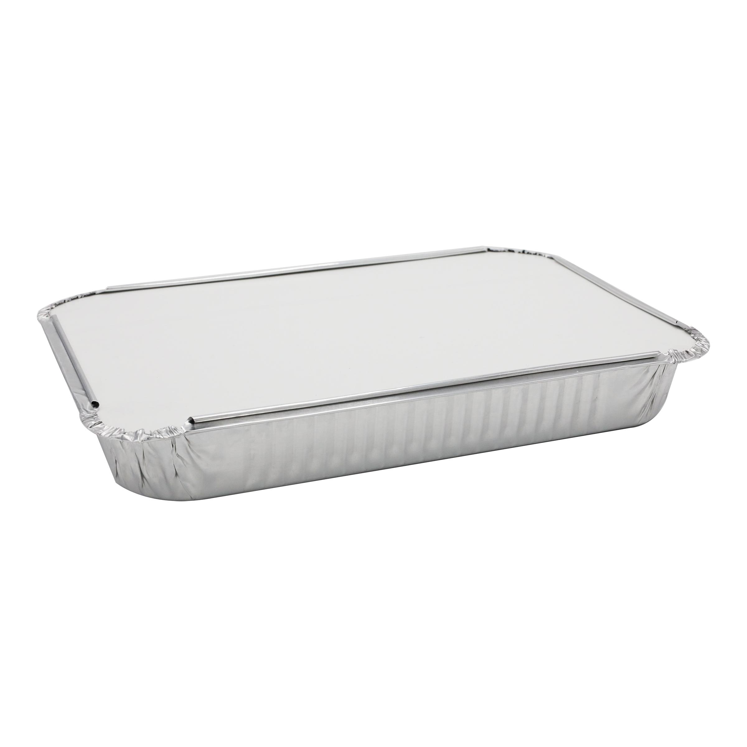Take-Out Container Base & Lid Combo With Plastic Dome Lid Aluminum OPS Clear Silver Oblong 60/Case
