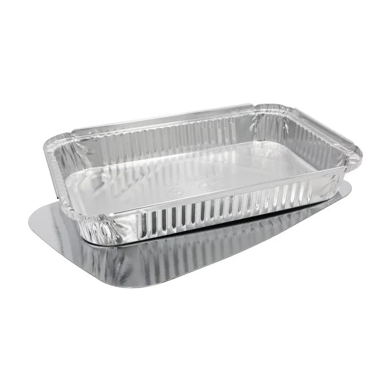 Take-Out Container Base & Lid Combo With Plastic Dome Lid Aluminum OPS Clear Silver Oblong 60/Case