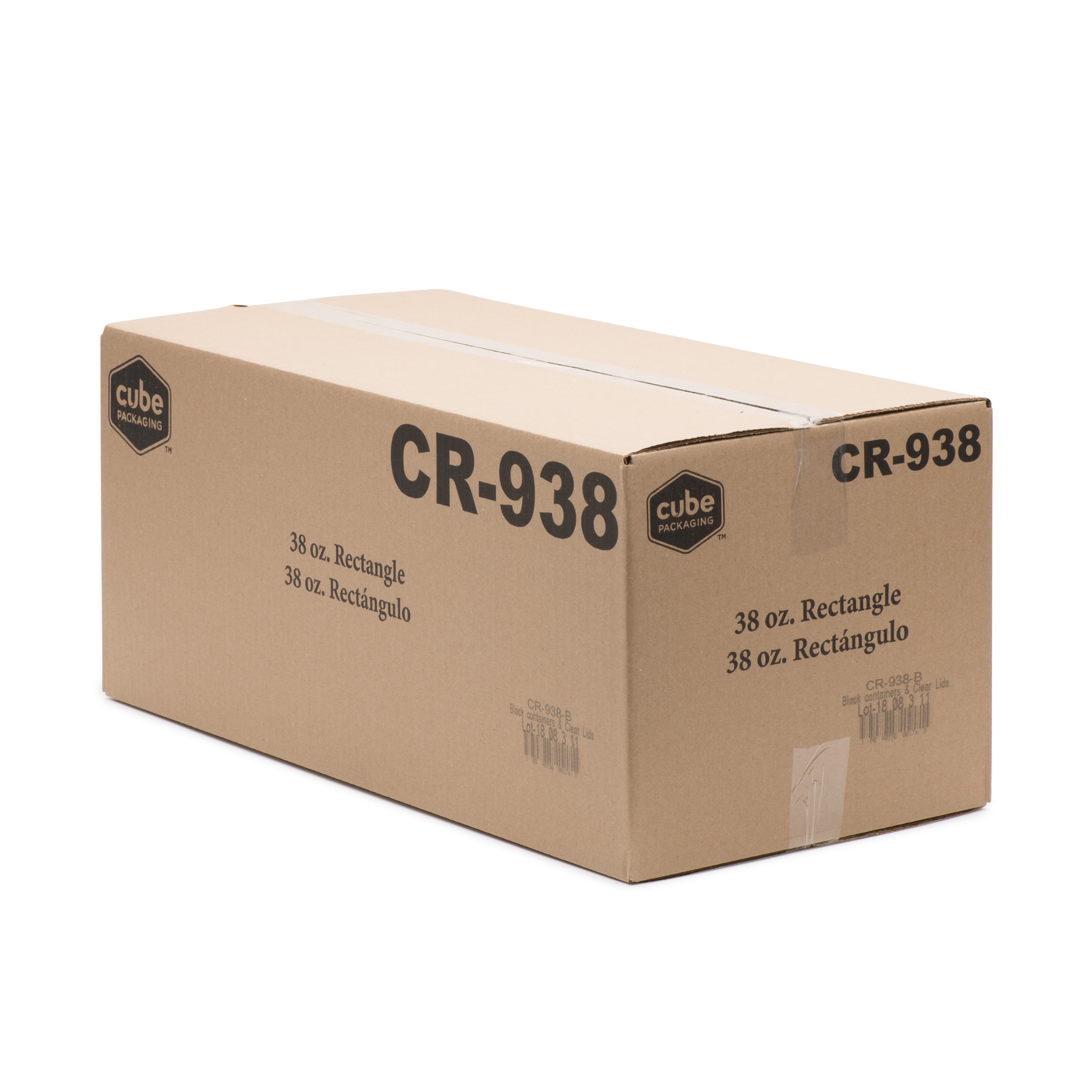 CuBEware Take-Out Container Base & Lid Combo 38 OZ PP White Rectangle 150/Case