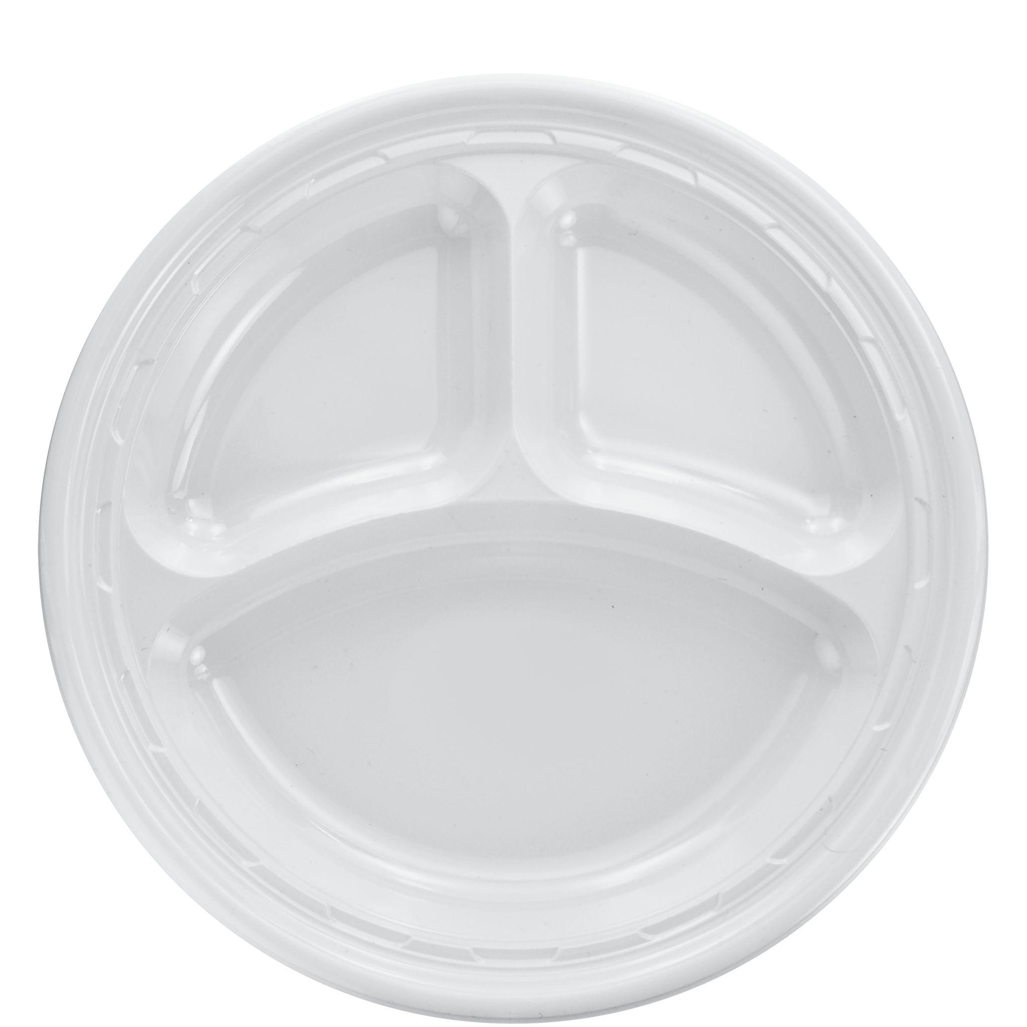 Plate 9 IN 3 Compartment Polystyrene Foam White Round 500/Case