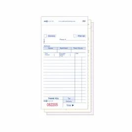Takeout & Delivery Form 3.5X6.75 IN Paper White 3-Part Carbonless 2500/Case