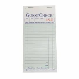 Guest Check Medium (MED) 3.5X6.75 IN Paper Green Duplicate Carbon 16 Line 2500/Case