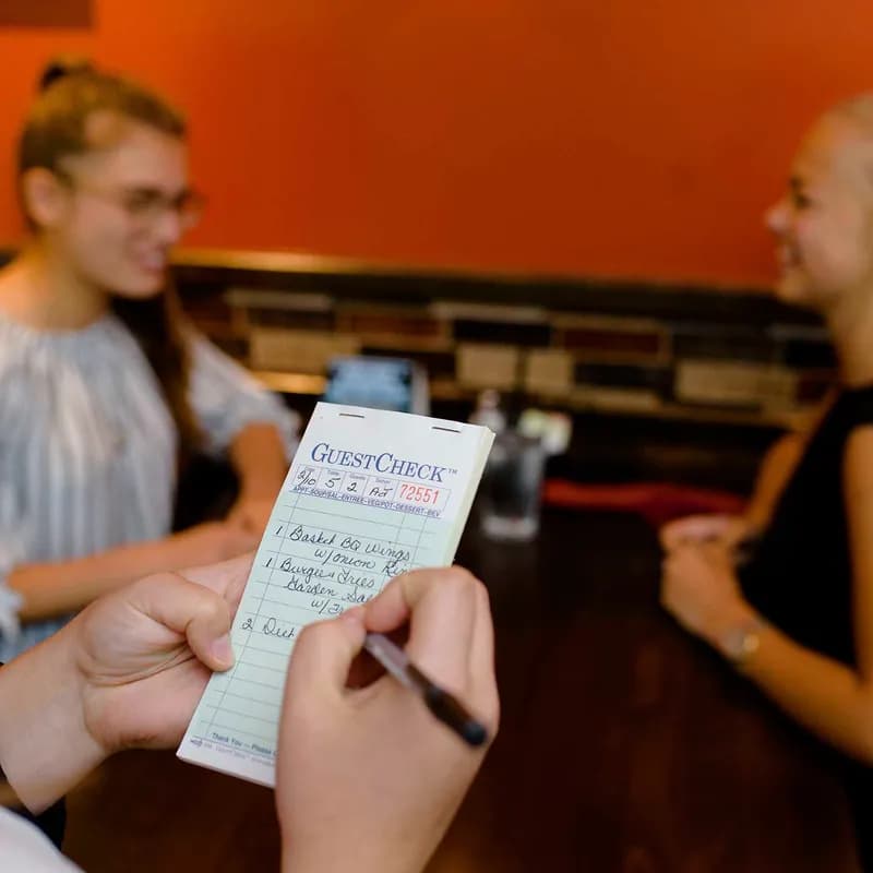 Guest Check Medium (MED) 3.5X6.75 IN Paper Green Duplicate Carbon 16 Line 2500/Case