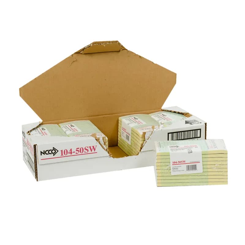 Guest Check Medium (MED) 3.5X6.75 IN Paper Green Duplicate Carbon 16 Line 2500/Case