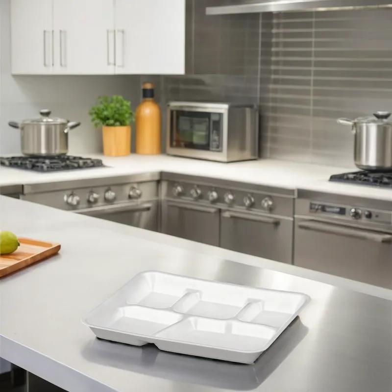Victoria Bay Cafeteria & School Lunch Tray 5 Compartment PP White 500/Case