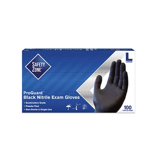 Safety Zone® Gloves Large (LG) Black Economy Nitrile Disposable Powder-Free 1000/Case