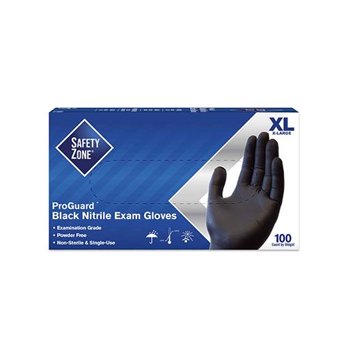Safety Zone® Gloves XL Black Economy Nitrile Disposable Powder-Free 1000/Case