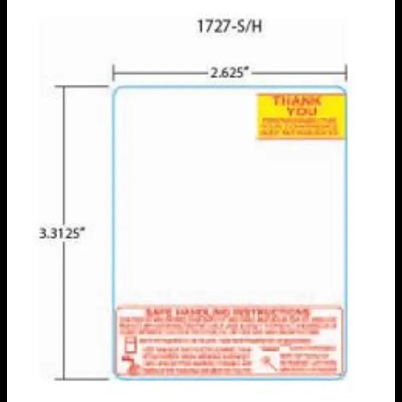 Toledo 325/8460 Thank You Scale Label 3.3X2.6 IN Red Yellow Bottom Perforated Blank 375CT 11250/Case