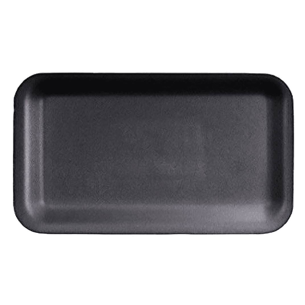 Dyne-A-Pak 15D Meat Tray 1 Compartment Polystyrene Foam Black Rectangle 200/Case