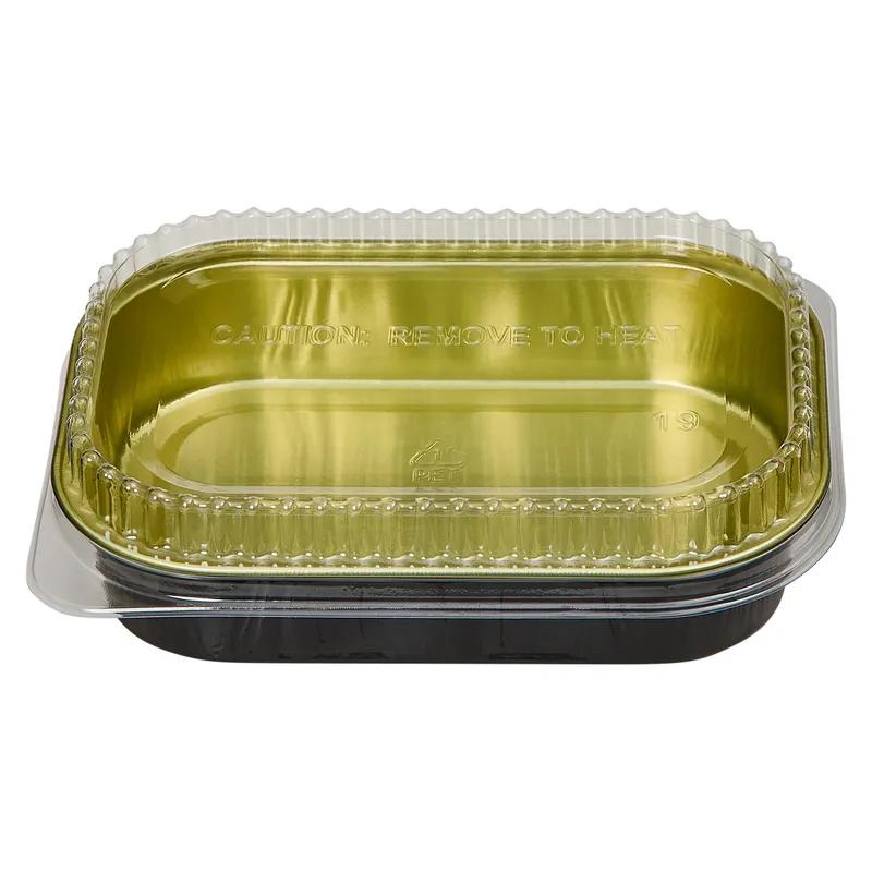 Victoria Bay Take-Out Container Base With Dome Lid 16 OZ Aluminum Black Gold 100/Case