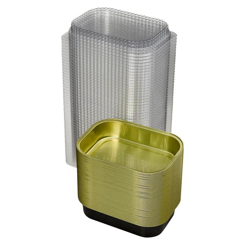 Victoria Bay Take-Out Container Base With Dome Lid 16 OZ Aluminum Black Gold 100/Case
