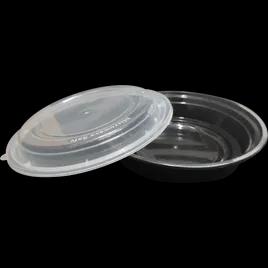 Take-Out Container Base 24 OZ Plastic Black Round Microwave Safe 150/Case