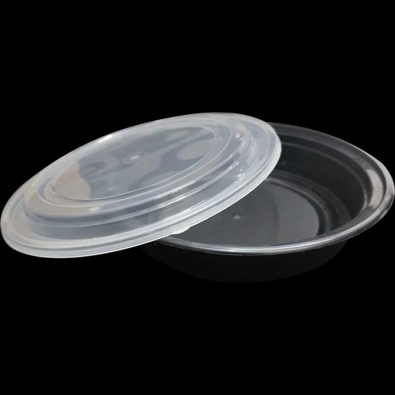 Take-Out Container Base 48 OZ Plastic Black Round Microwave Safe 150/Case