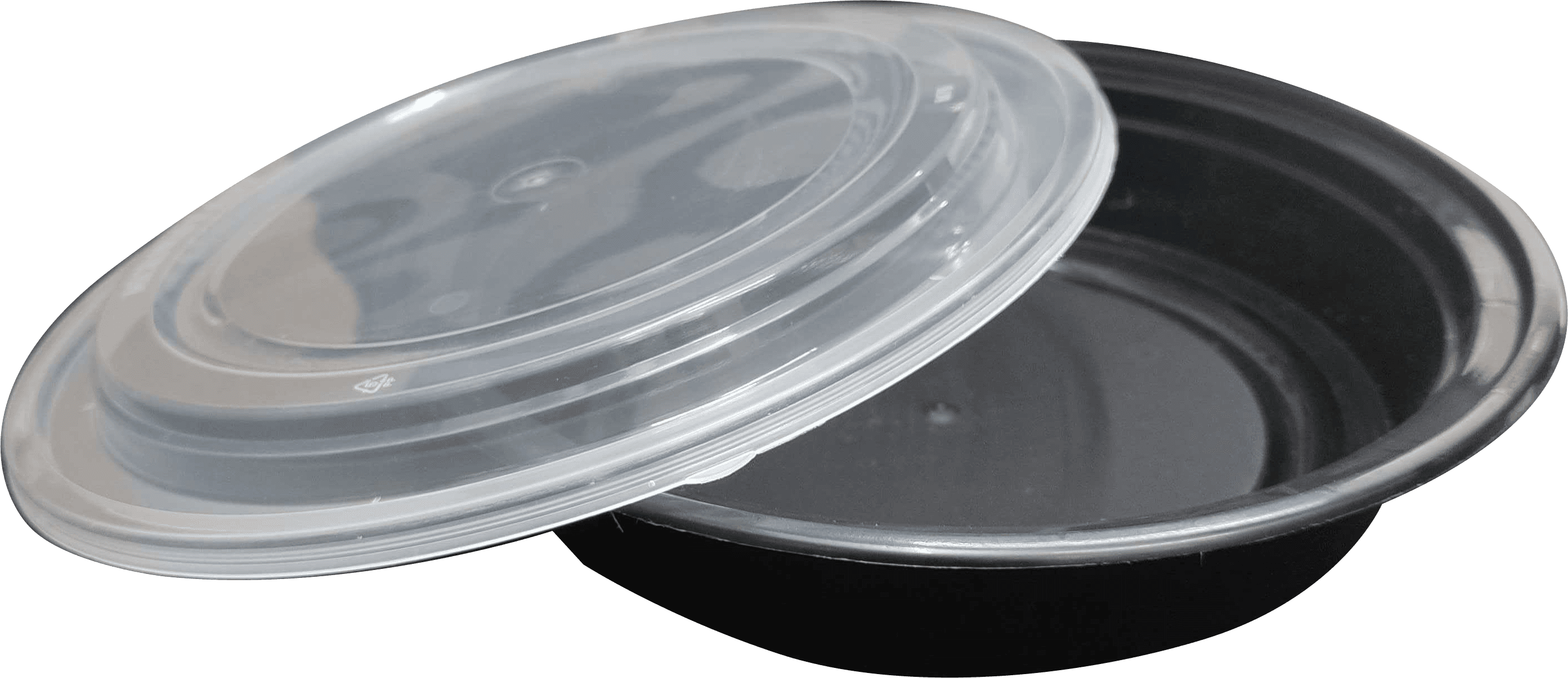 Take-Out Container Base 48 OZ Plastic Black Round Microwave Safe 150/Case