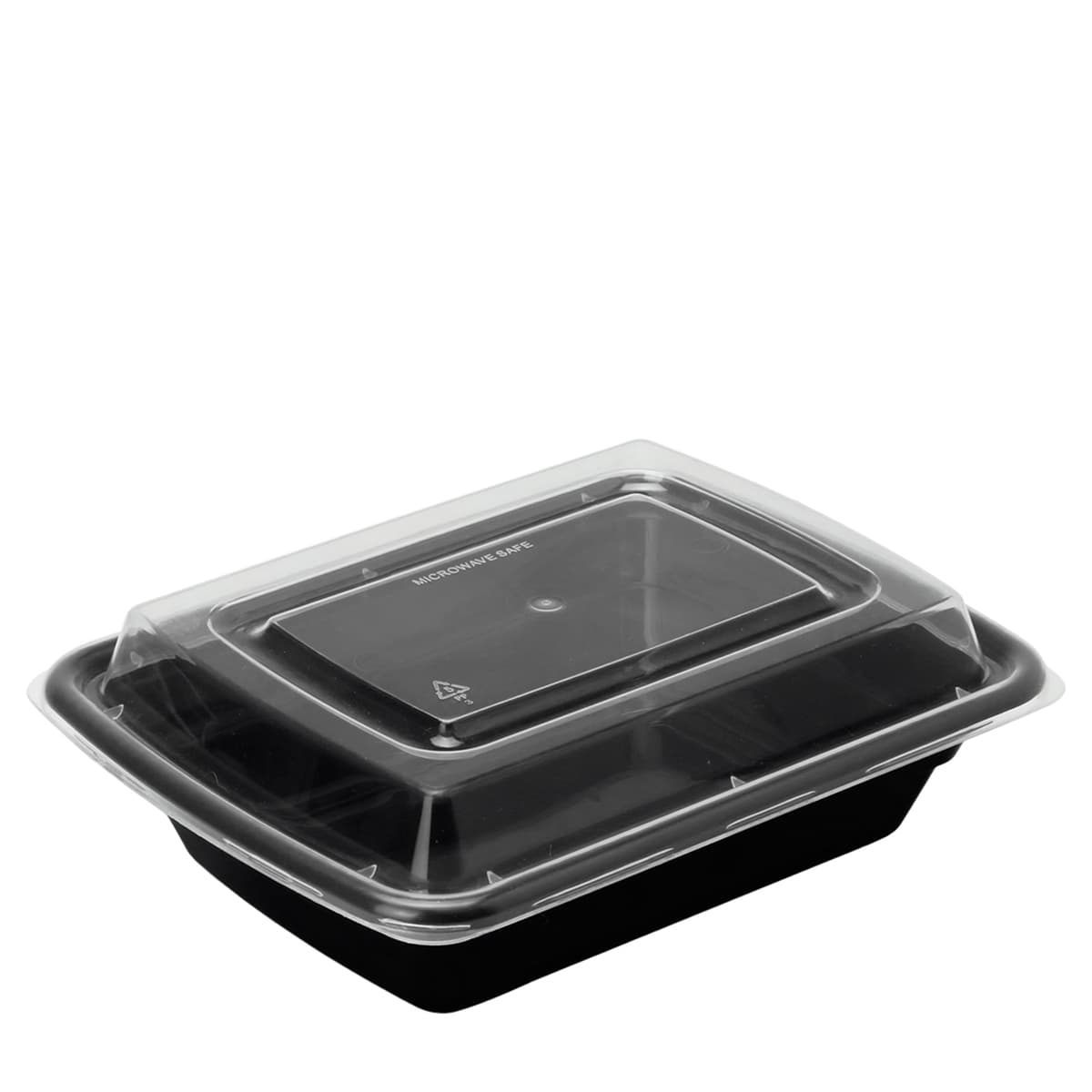 Take-Out Container Base & Lid Combo 12 OZ Black Clear Rectangle Microwave Safe 150/Case