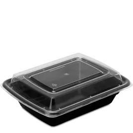 Take-Out Container Base & Lid Combo 12 OZ Black Clear Rectangle Microwave Safe 150/Case
