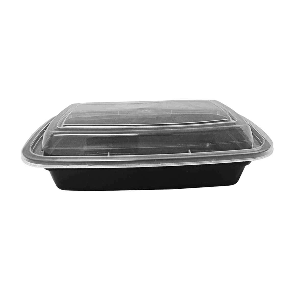 Take-Out Container Base & Lid Combo 24 OZ PP Clear Black Rectangle Microwave Safe 150/Case